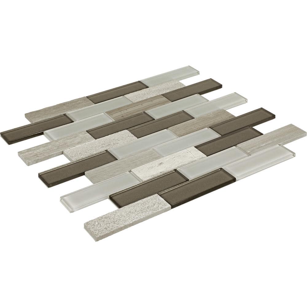 Chenille White Natural Stone and Glass Peel and Stick Mosaic Tile