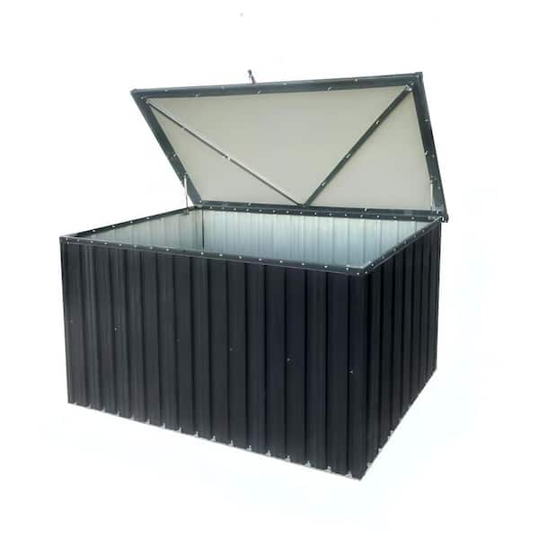 161 Gal. Outdoor Metal Deck Box-Waterproof Storage Box for Garden Tools, Pool Toys and Sports Equipment