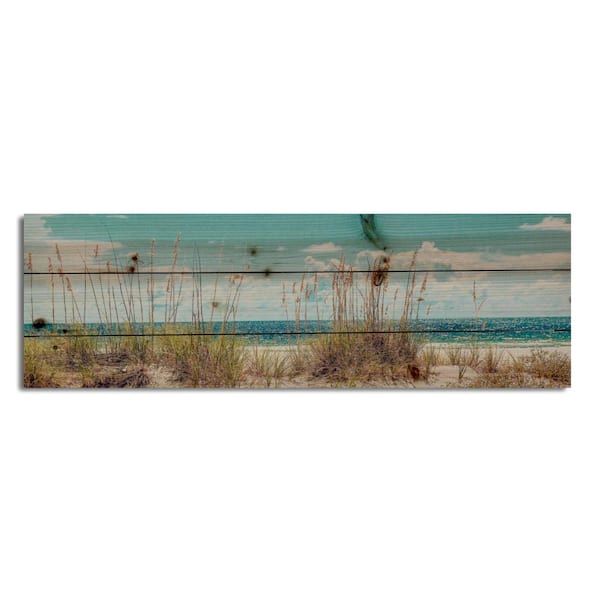Unbranded Sand Dunes Long Planked Wood Beach Nature Art Print 9 in. x 27 in.