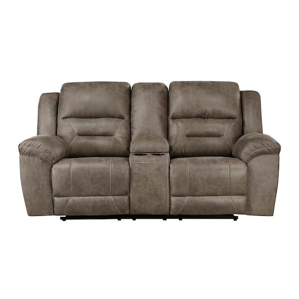 Lazzara Calla 81 in. W Brown Microfiber Manual Double Reclining