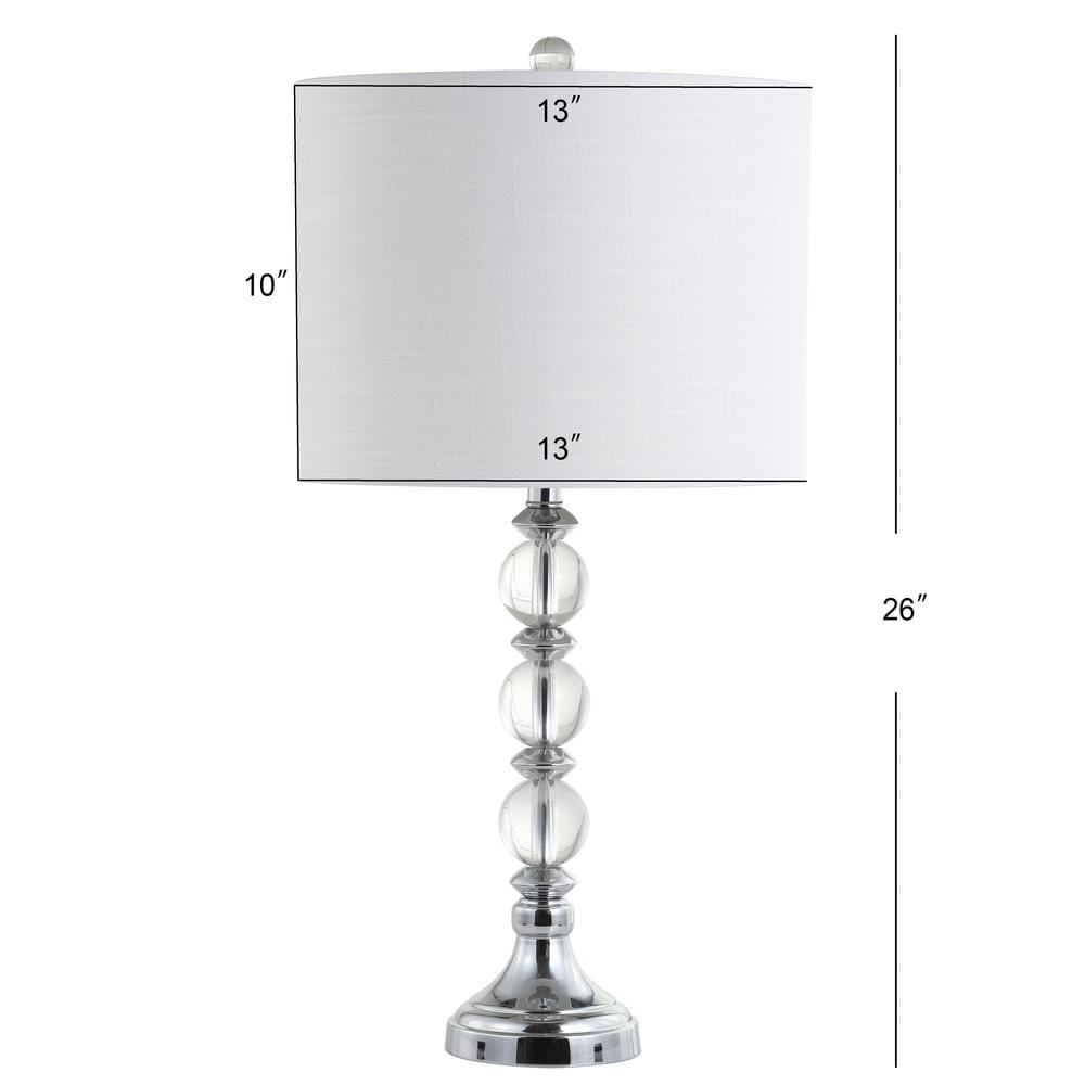 Elegant Clear Crystal 26" LED Table Lamp Set, White Linen Shade