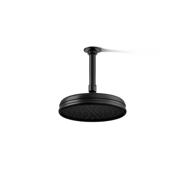 KOHLER 1-Spray Patterns Contemporary 8 in. Ceiling Mount Rain Fixed Shower Head with Katalyst Technology in Matte Black