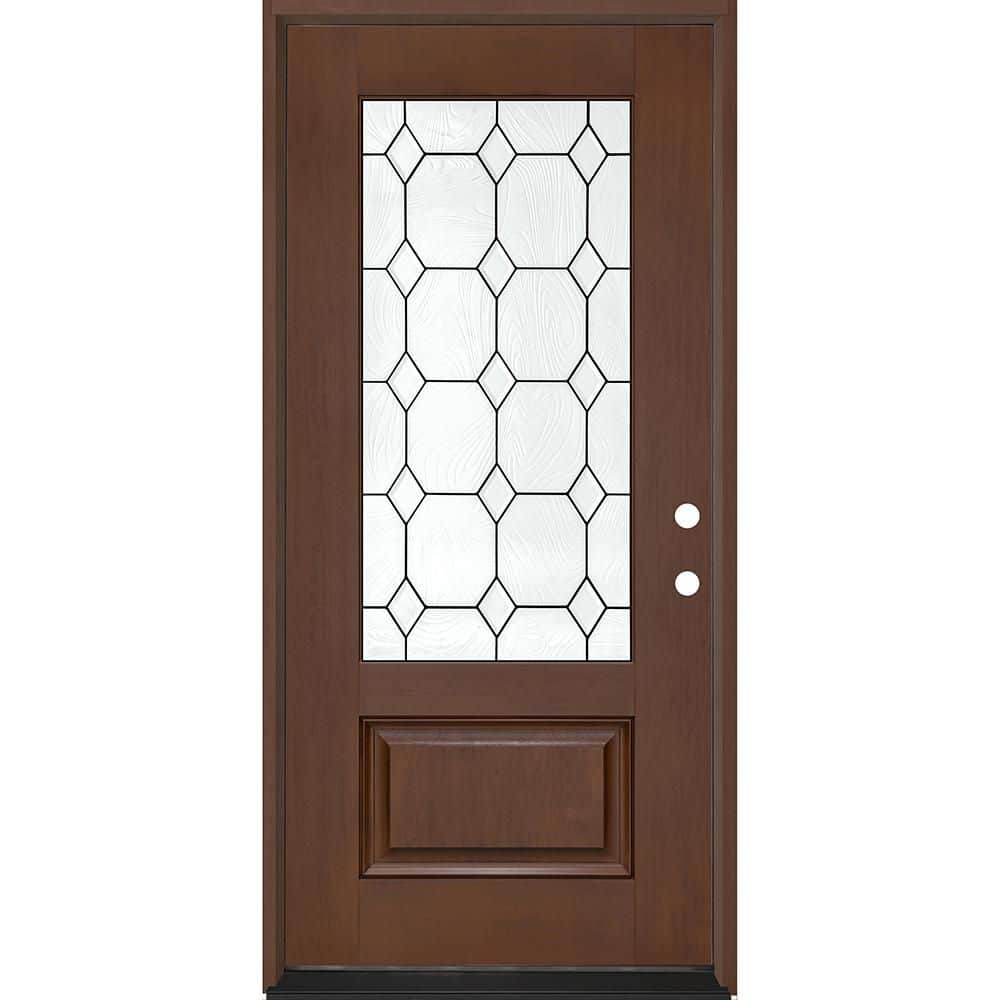 Regency 36 in. x 80 in. 3/4L Marquise Glass LHIS Chestnut Stain Fiberglass Prehung Front Door with 6-9/16 Jamb price history on PriceWatchPro
