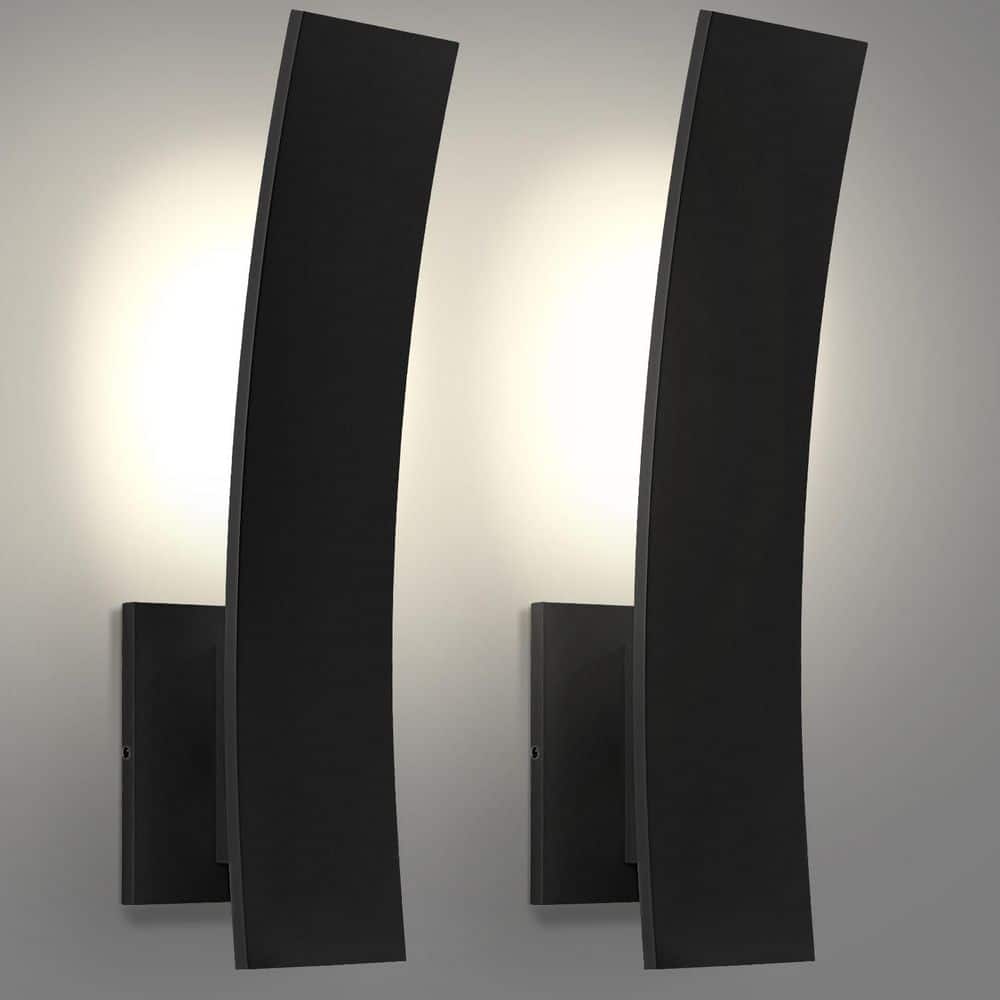 15 in. Curved LED Outdoor Hardwired Wall Sconce, 5CCT, 1000LM, 15W, IP65, Dimmable, Exterior Light Fixture, Black 2 Pack price history on PriceWatchPro