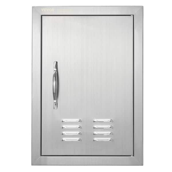 VEVOR Single Outdoor Kitchen Door 14 in. W x 20 in. H BBQ Access Door Stainless Steel Flush Mount Door with Handle and Vents