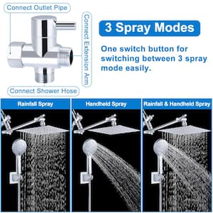 8-spray Patterns 10 in. Wall Mount Dual Shower Head and Handheld Shower Head 2.2 GPM with Waterfall in Polish Chrome