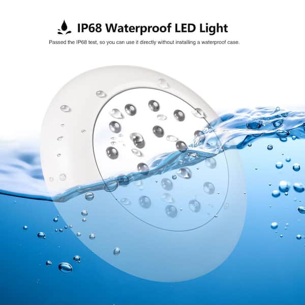 TiooDre Lámpara de piscina subacuática TiooDre iluminación de piscina impermeable IP68 12V DC luz de buceo LED de 24 vatios blanco cálido