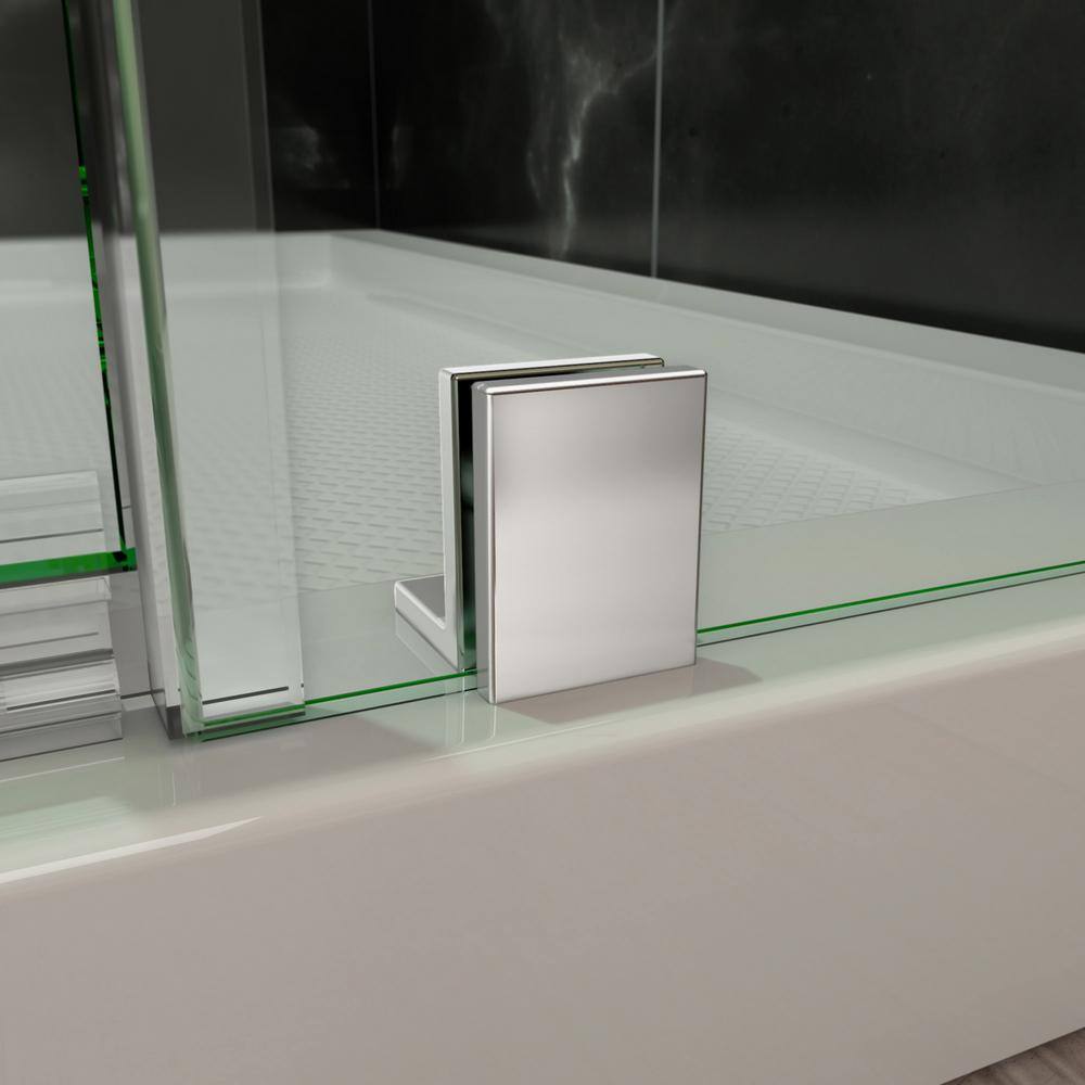 Elegance Frameless Pivot Shower Door with Clear Glass and Bronze Hardware