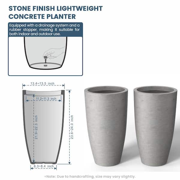 Sapcrete 13.5in. Dia Stone Finish Extra Large Tall Round Sapcrete 13.5in. Dia Stone Finish Extra Large Tall Round