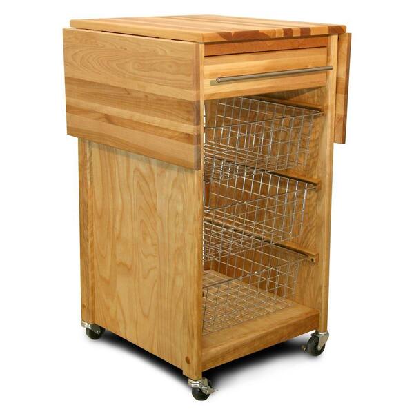 Catskill Craftsmen Contemporary Natural Wood Kitchen Cart with Drop Leaf