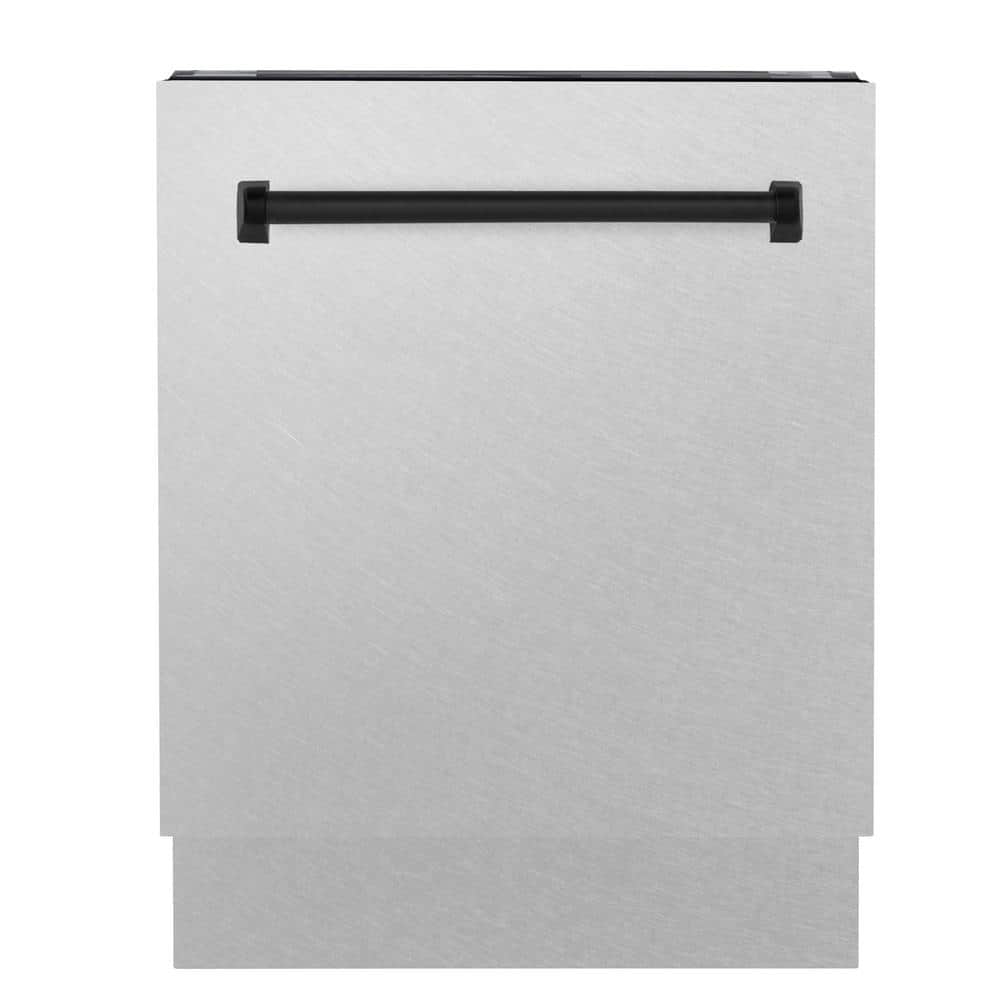 ZLINE Kitchen and Bath Autograph Edition 24 in. Top Control Tall Tub Dishwasher with 3rd Rack in Fingerprint Resistant Stainless & Matte Black, Fingerprint Resistant Stainless Steel & Matte Black