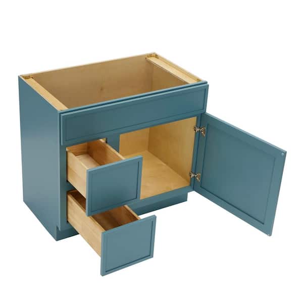 Vanity Art 36 in. W. x 21 in. D x 32.5 in. H 2-Left Drawers Bath Vanity Cabinet without Top in Sea Green