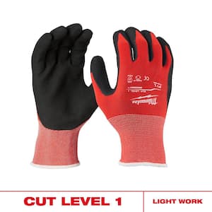 Small Red Nitrile Level 1 Cut Resistant Dipped Work Gloves
