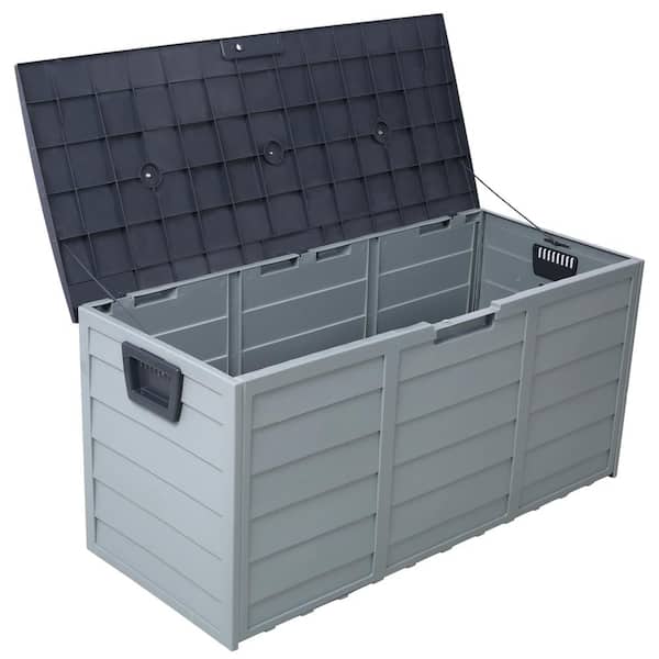 75 Gal. 44 in. Grey Resin Outdoor All Weather Deck Box Storage Shed, UV Resistant, for Cushions, Garden Tools, Pool Toys