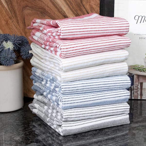 RITZ Terry Plaid Cotton Kitchen Towel and Dish Cloth Putty Set of