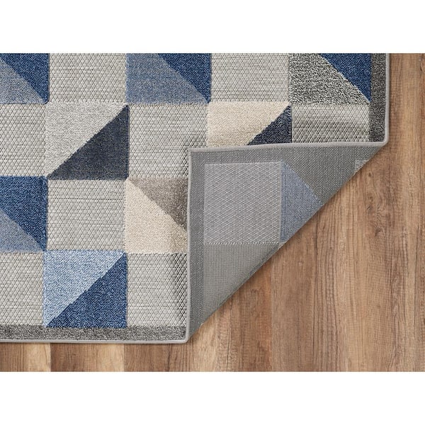 Calla Blue Scope 2 ft. x 4 ft. Geometric Indoor/Outdoor Area Rug