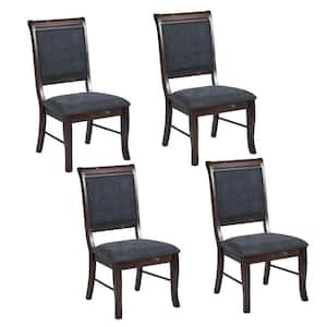 Zaim Brown Fabirc Upholstered Dining Chairs with Solid Wood Legs (Set of 4)