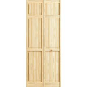 24 in. x 80 in. 6-Panel Pine Unfinished Interior Closet Bi-fold Door