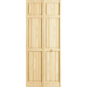 30 in. x 80 in. 6-Panel Pine Unfinished Interior Closet Bi-fold Door