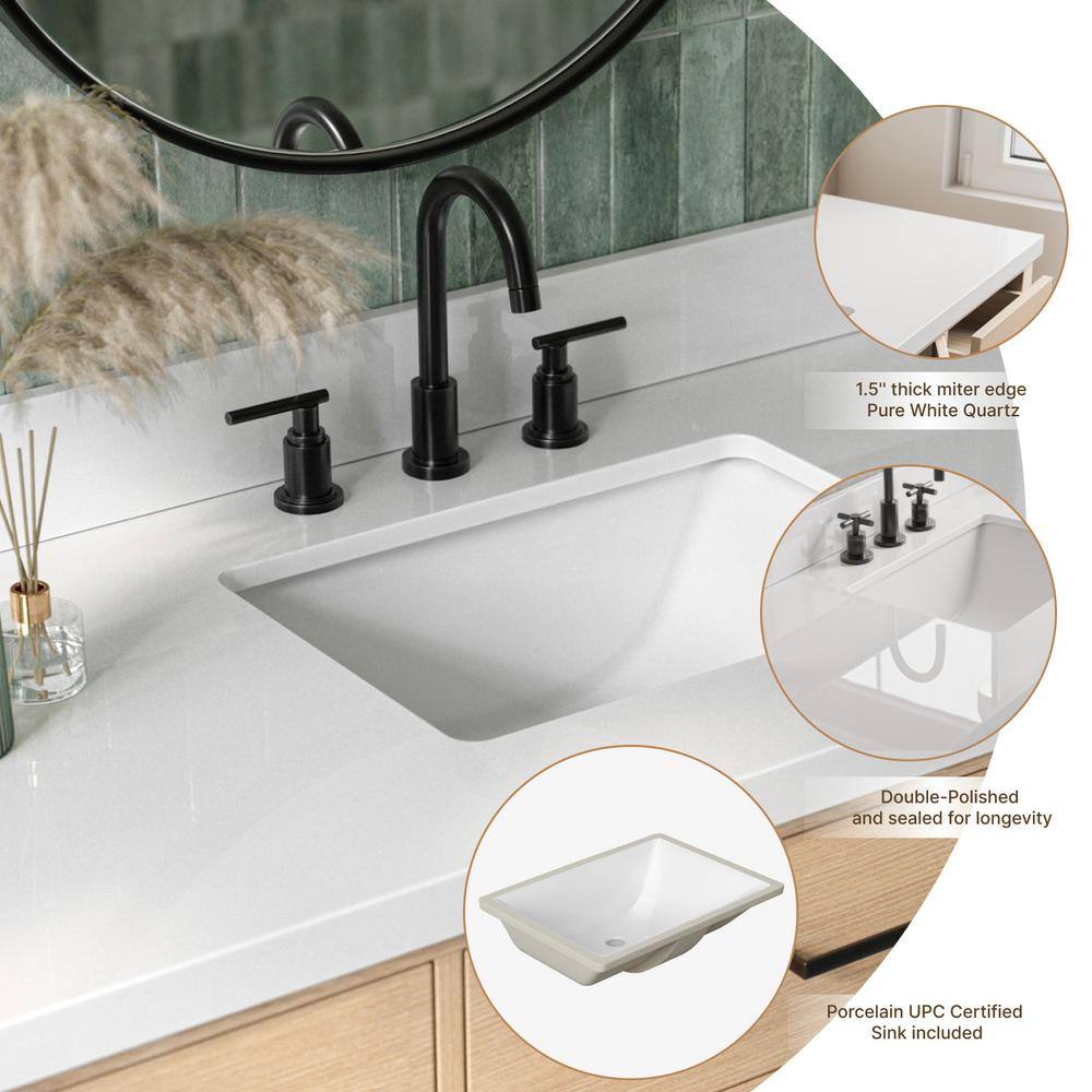Hepburn 55" Oak Freestanding Single Sink Vanity with Quartz Top