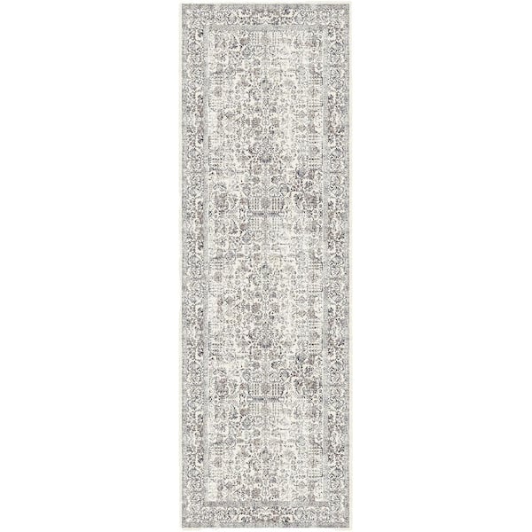 HaiiMeid Entomology Taupe 2 ft. x 8 ft. Vintage Floral Area Rug