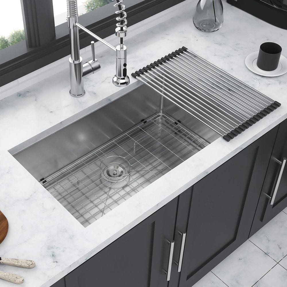33 in. Undermount Single Bowl 16-Gauge Brushed Nickel Stainless Steel Kitch
