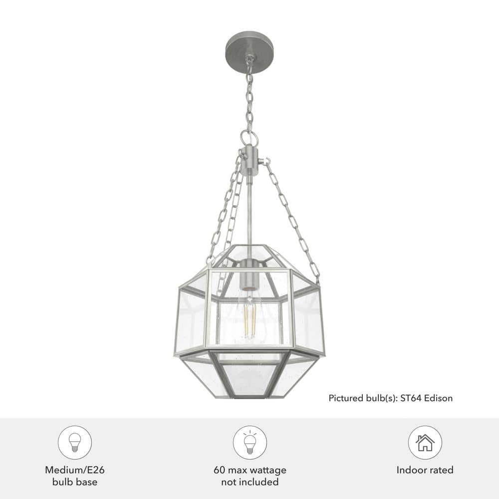 Indria Brushed Nickel 11" Seeded Glass Pendant Light