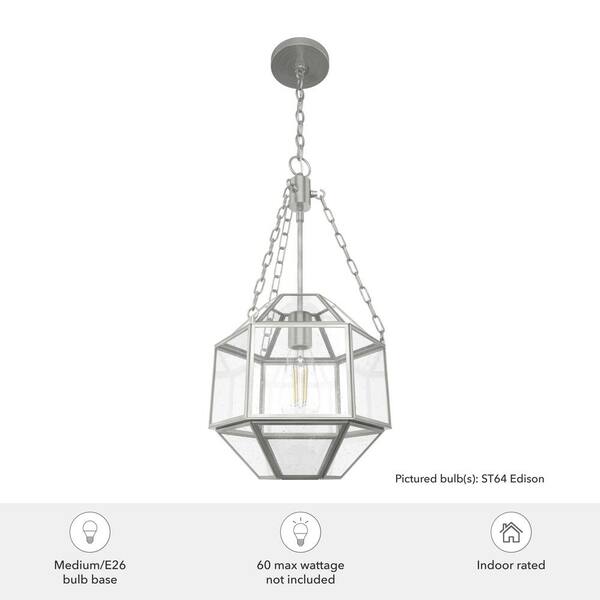 Hunter Indria 3-Light Rustic Iron Transitional Seeded Glass Geometric LED Medium Hanging Pendant Light