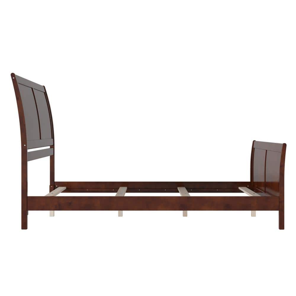 Portland Walnut Queen Wood Sleigh Bed Frame with Footboard