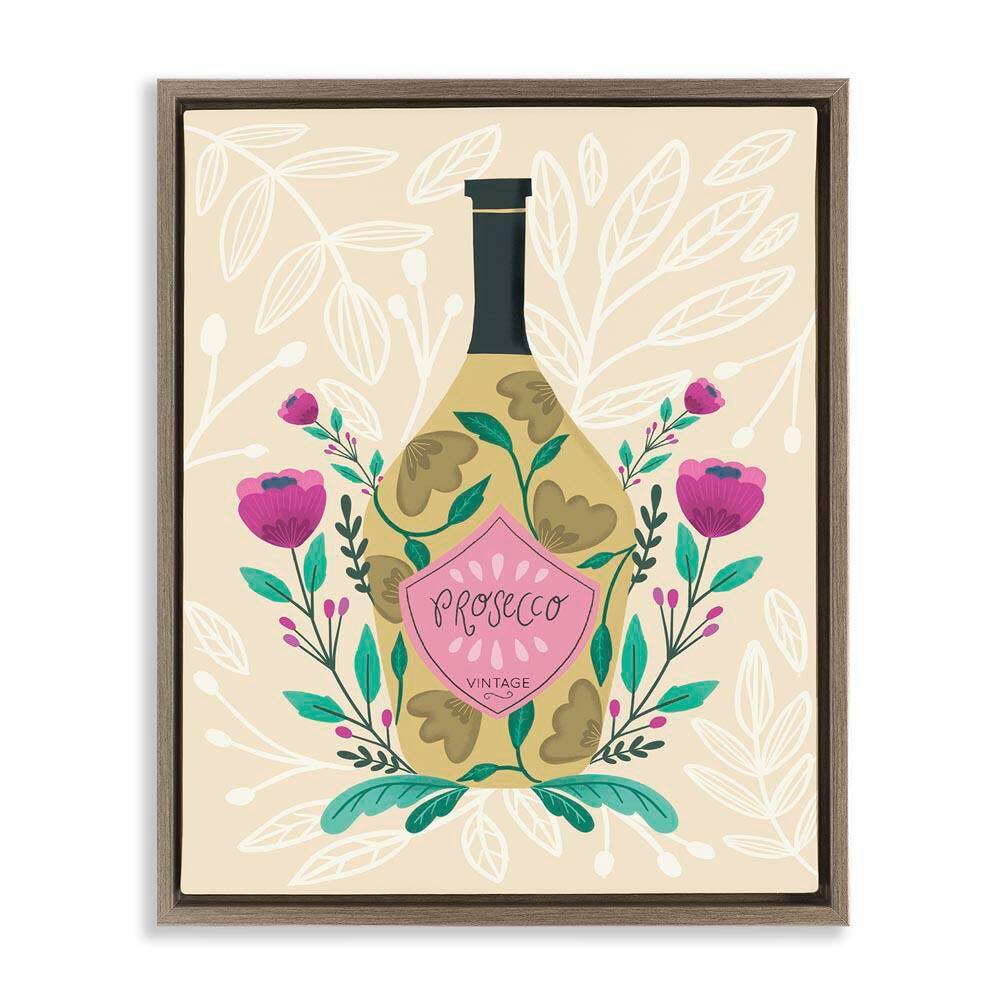 Chic Floral Alcohol Bottle by Louise Allen Designs Brown Floater Frame Food Graphic Art Print 31 in. x 25 in. price history on PriceWatchPro