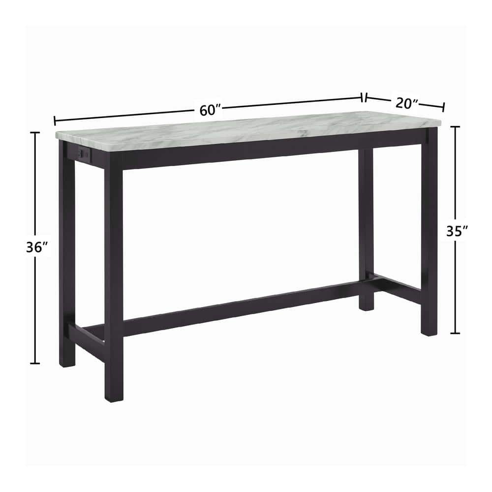 New Classic Furniture Celeste Collection 4 Pcs Wood Bar Set with Stools, Black/Gray