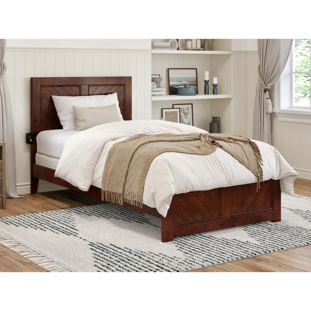 AFI Canyon Walnut Brown Solid Wood Twin XL Foundation Bed Frame with ...