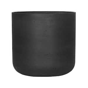 17.32 in. W x 16.93 in. H Double Extra Large Round Black Washed Fiberclay Indoor Outdoor Charlie Planter