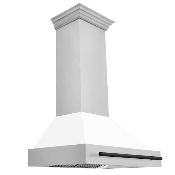 ZLINE Kitchen and Bath Autograph Edition 36 in. 700 CFM Ducted Vent Wall Mount Range Hood in Stainless Steel, White Matte & Matte Black