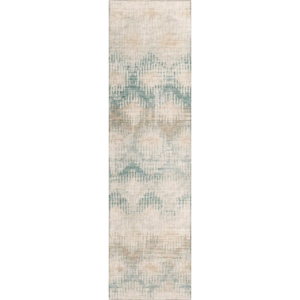 Addison Rugs Bravado Ivory 2 ft. 3 in. x 7 ft. 6 in. Geometric Indoor/Outdoor Washable Area Rug