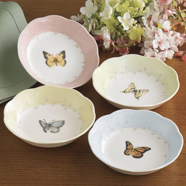 Lenox Butterfly Meadow 11 oz. Porcelain Multi Color 4-Piece Fruit
