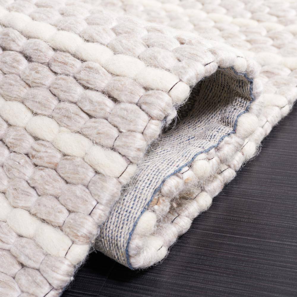 Ivory and Beige Flat Woven Wool Area Rug, 8' x 10'