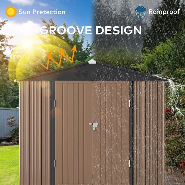 Lofka 8 x 6 ft. (48 sq. ft.) Galvanized Metal Garden Shed with
