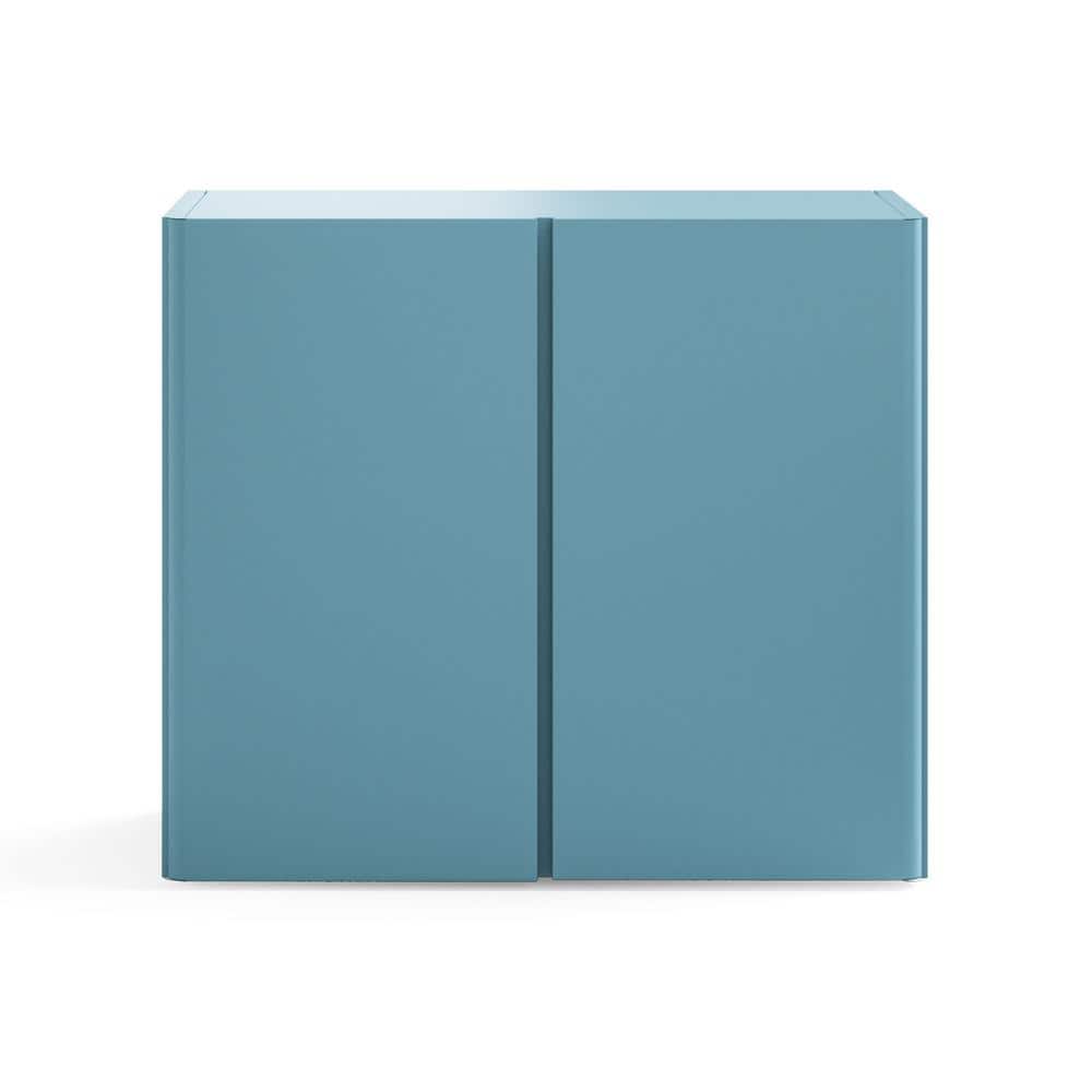 Modern Blue Steel Freestanding Storage Cabinet with Adjustable Shelves