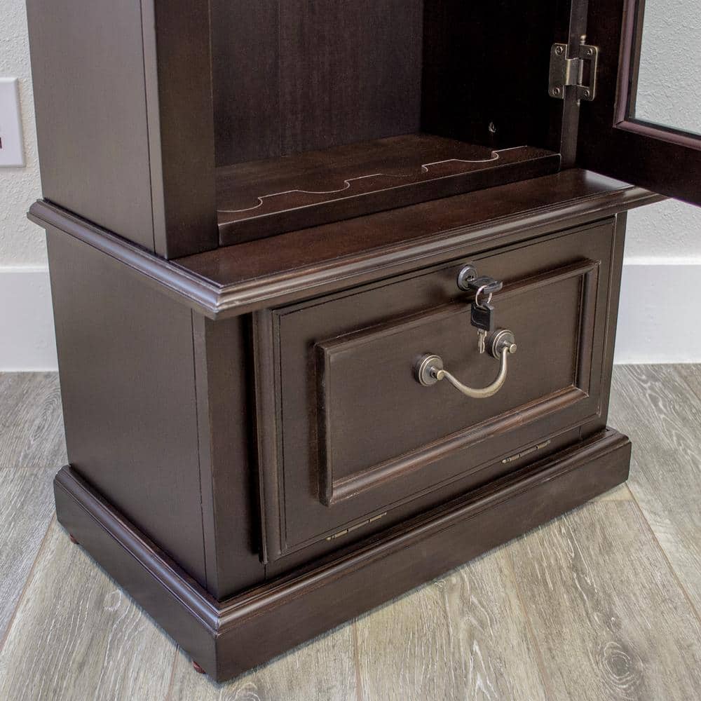 Dark Brown Solid Wood 8-Gun Display Cabinet with Locking Glass Door
