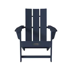 Blue Back panel fixed Outdoor Adirondack Chair for Garden Porch Patio Deck Backyard with Weather Resistan