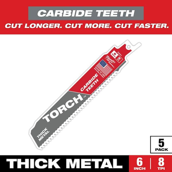 6 in. 8 TPI TORCH Carbide Teeth Thick Metal Cutting SAWZALL Reciprocating Saw Blade (5-Pack)