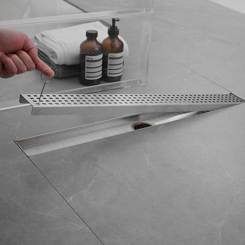 24-Inch Brushed Nickel Stainless Steel Linear Shower Drain