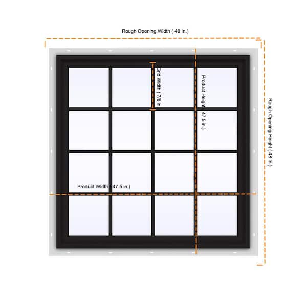 JELD-WEN 48 in. x 48 in. V-4500 Series Black Exterior/White