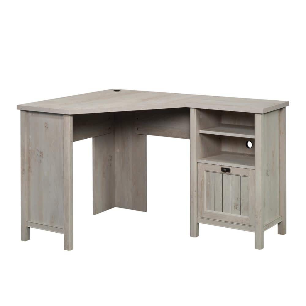 Chalked Chestnut Corner Computer Desk with Drawer and Filing Cabinet