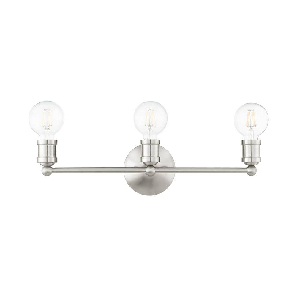 Lansdale Brushed Nickel 3-Light Vanity Sconce with Dimmable Lights