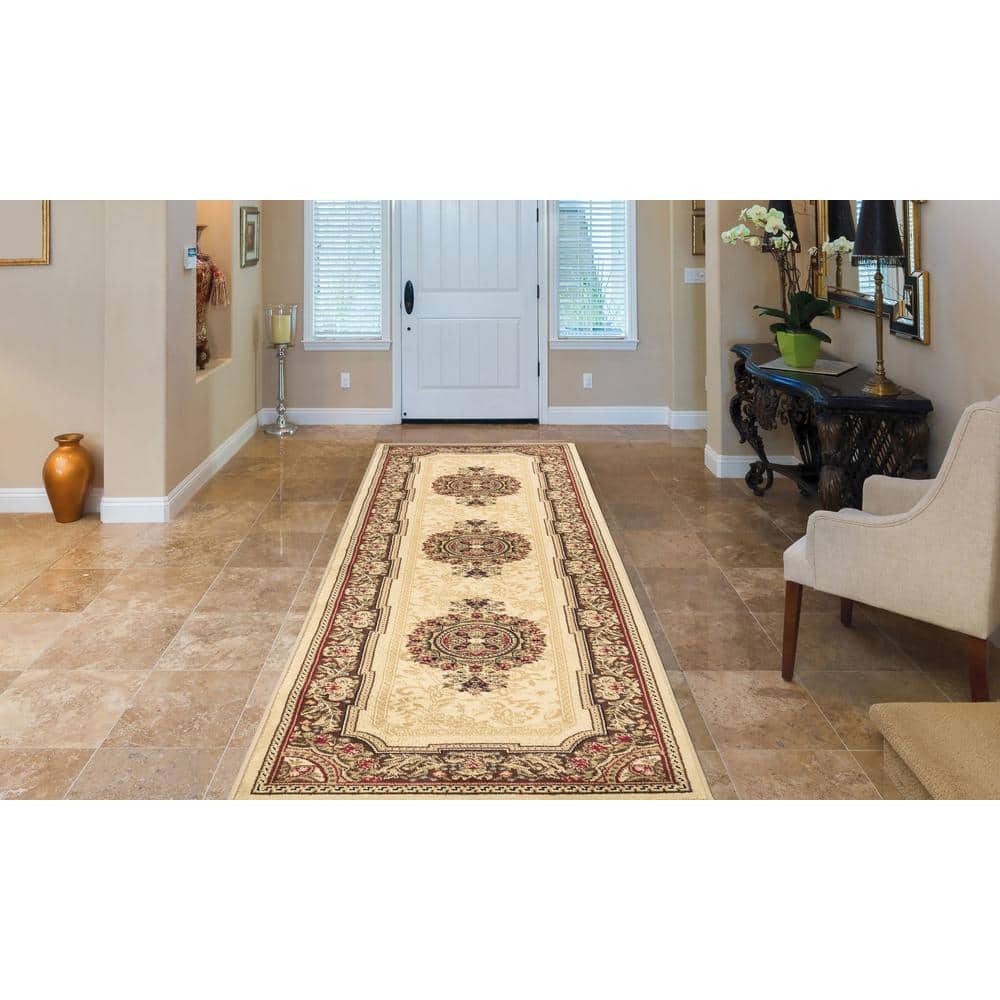 Ivory Synthetic Traditional Handmade Rectangle Rug