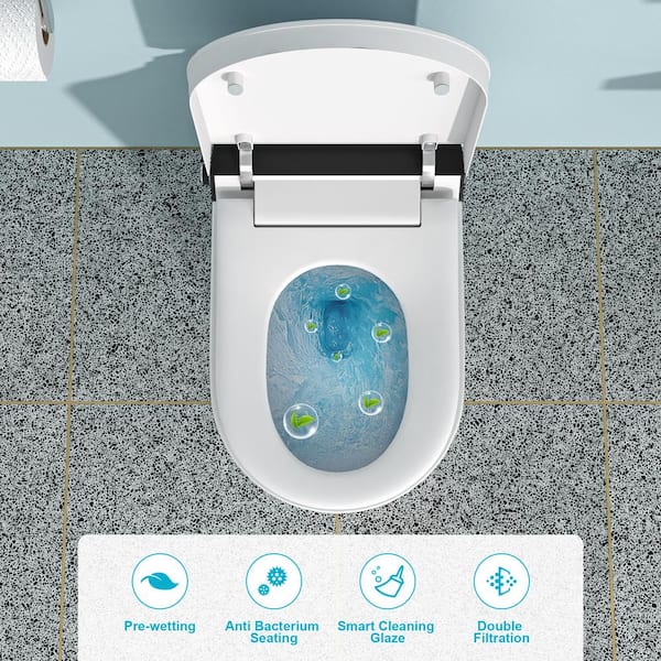 Dimakai Elongated Heated Seat Bidet Toilet with Foot Sensor Flush, 1.28 GPF, LED Display