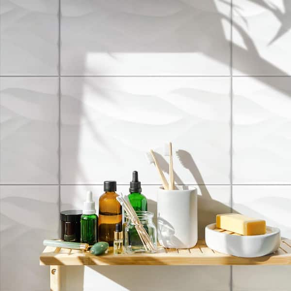 More Natur Glossy White 9-7/8 in. x 15-3/4 in. Ceramic Wall Tile (10.9 sq. ft./Case)