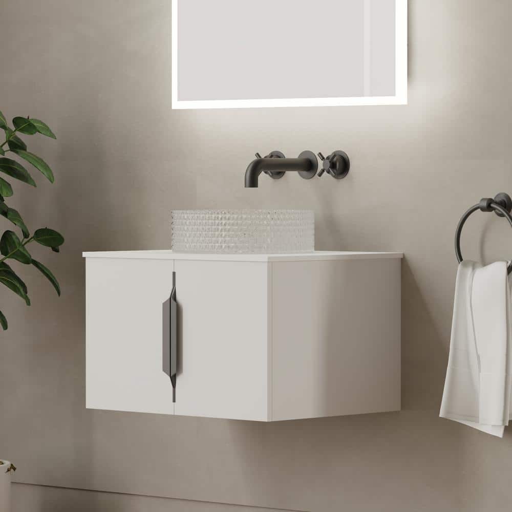 24 Inch White Solid Surface Minimalist Vanity Countertop